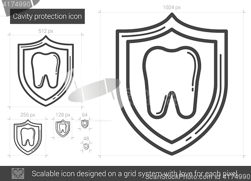 Image of Cavity protection line icon.