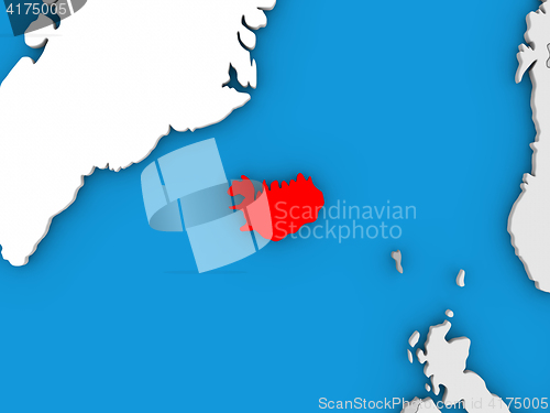 Image of Iceland in red on globe