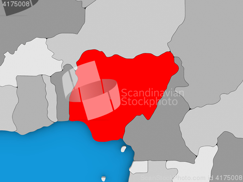 Image of Nigeria in red on globe