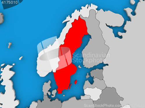 Image of Sweden in red on globe