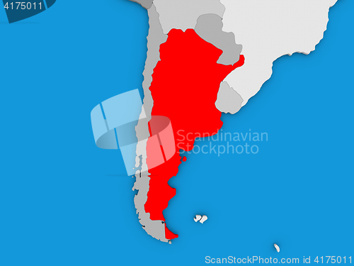 Image of Argentina in red on globe
