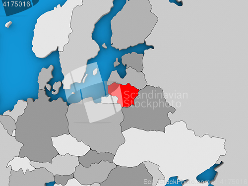 Image of Lithuania in red on globe