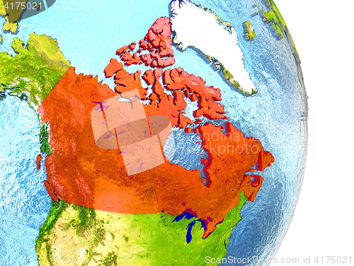 Image of Canada in red on Earth