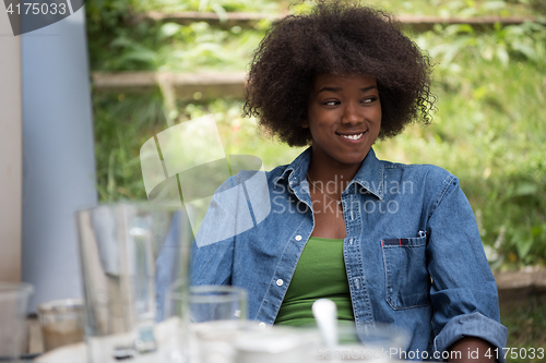 Image of Portrait of Beautiful happy African-American girl