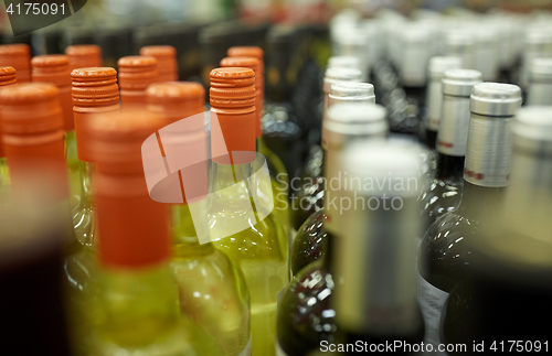 Image of close up of bottles at liquor store