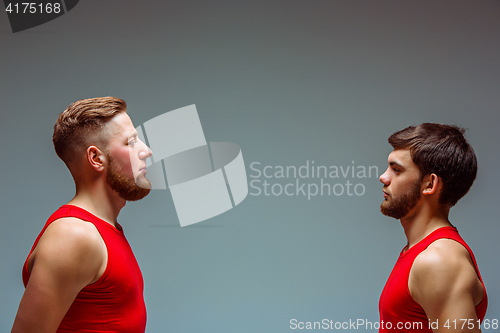 Image of The two gymnastic acrobatic caucasian men