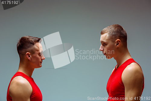 Image of The two gymnastic acrobatic caucasian men