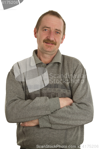 Image of Casual man standing on white
