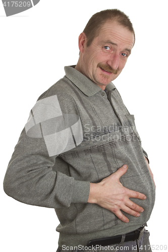 Image of Man shows his big belly