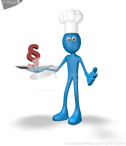 Image of cook guy with paragraph symbol - 3d rendering