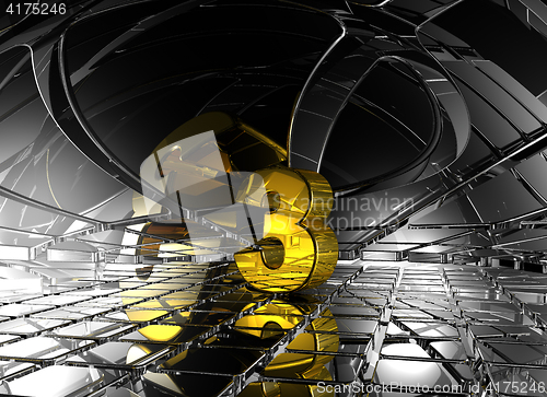 Image of number three in abstract futuristic space - 3d rendering