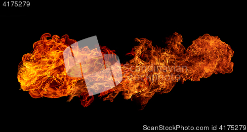 Image of Fire isolated on black background.