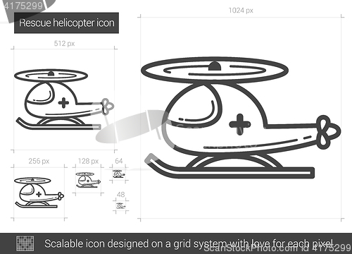 Image of Rescue helicopter line icon.