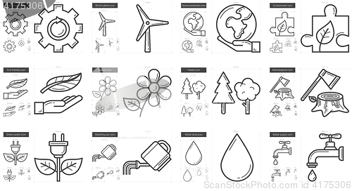 Image of Ecology line icon set.