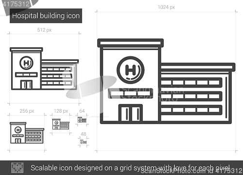 Image of Hospital building line icon.