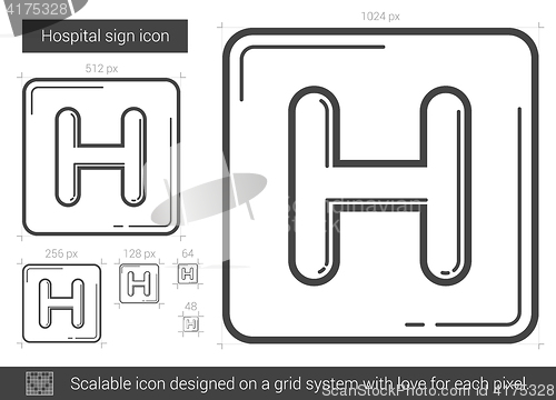 Image of Hospital sign line icon.