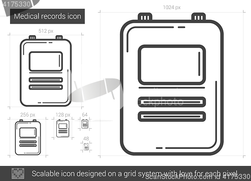 Image of Medical records line icon.