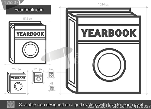 Image of Year book line icon.