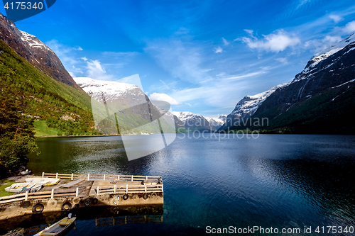 Image of lovatnet lake Beautiful Nature Norway.