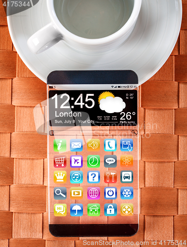 Image of Smartphone with a transparent display.