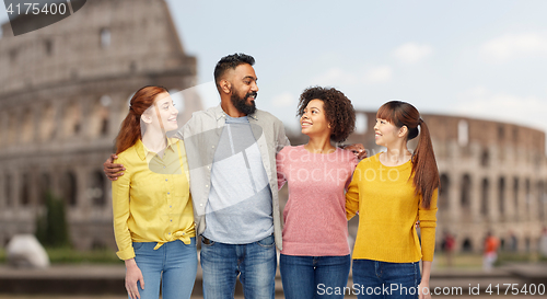 Image of international group of happy smiling people