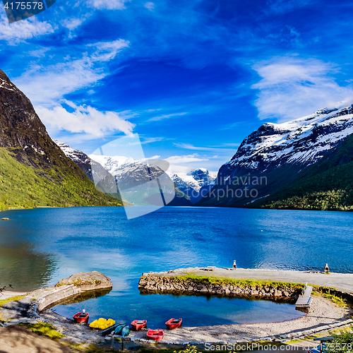 Image of lovatnet lake Beautiful Nature Norway.