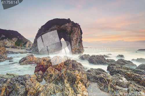 Image of Coastal Seascape with soft morning hues