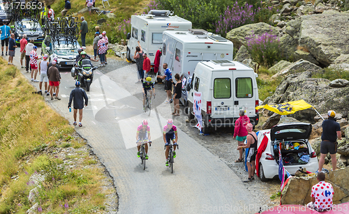 Image of Three Cyclists in Mountains - Tour de France 2015