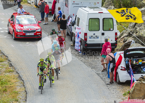 Image of Group of Cyclists on the Mountains Roads - Tour de France 2015