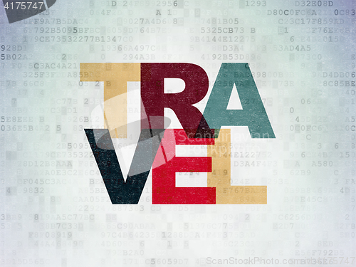 Image of Entertainment, concept: Travel on Digital Data Paper background