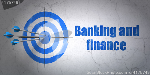 Image of Money concept: target and Banking And Finance on wall background