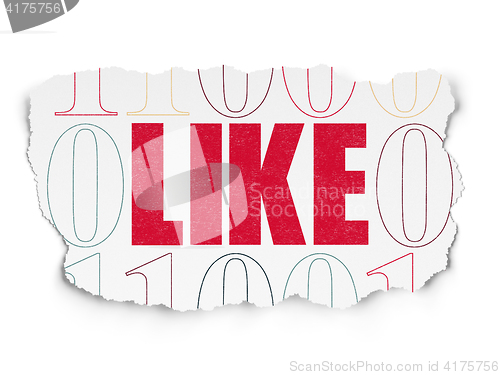 Image of Social media concept: Like on Torn Paper background