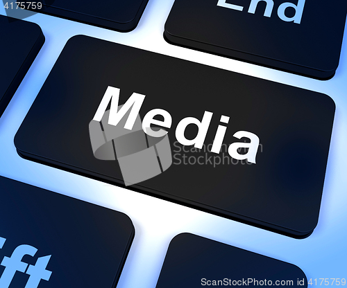 Image of Media Computer Key Shows Internet Broadcasting