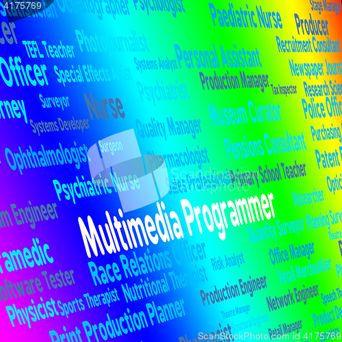 Image of Multimedia Programmer Indicates Software Engineer And Career