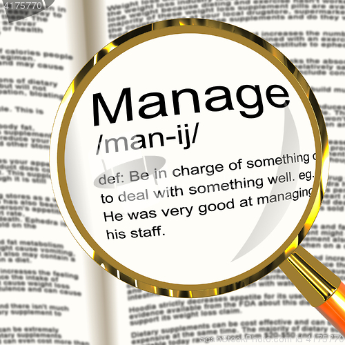 Image of Manage Definition Magnifier Showing Leadership Management And Su