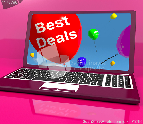 Image of Best Deals Balloons On Computer Representing Discounts Online