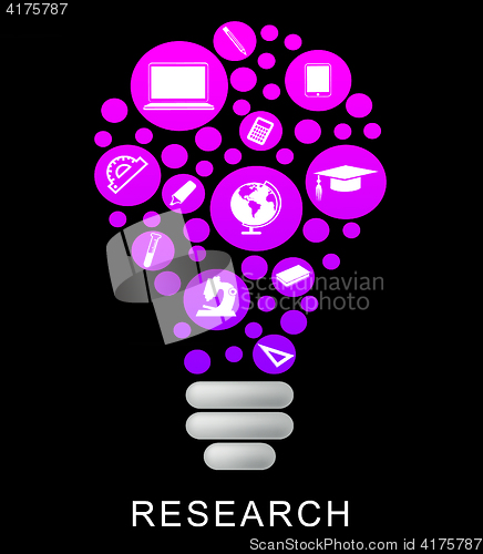 Image of Research Lightbulb Means Gathering Data And Examination