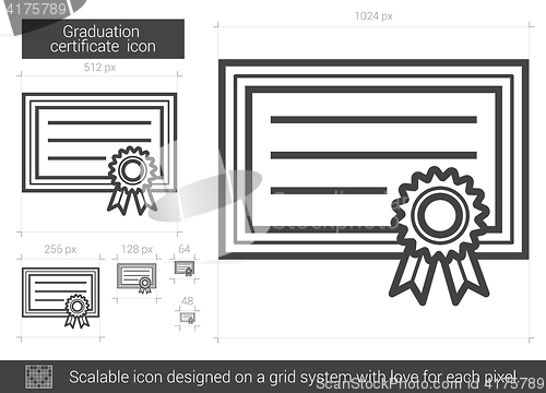 Image of Graduation certificate line icon.