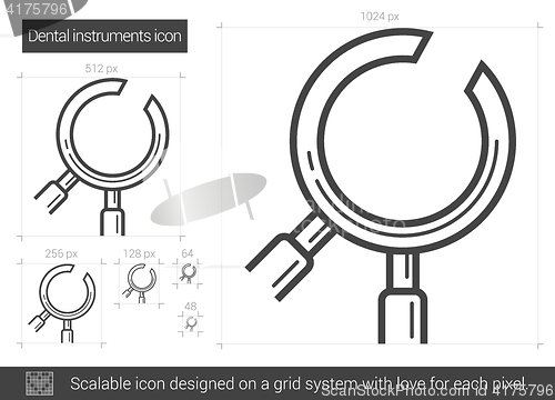 Image of Dental instruments line icon.