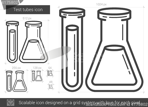 Image of Test tubes line icon.