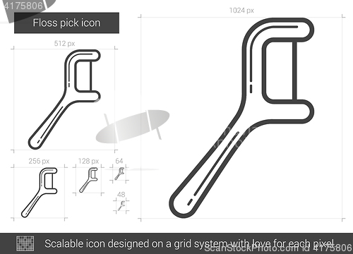 Image of Floss pick line icon.