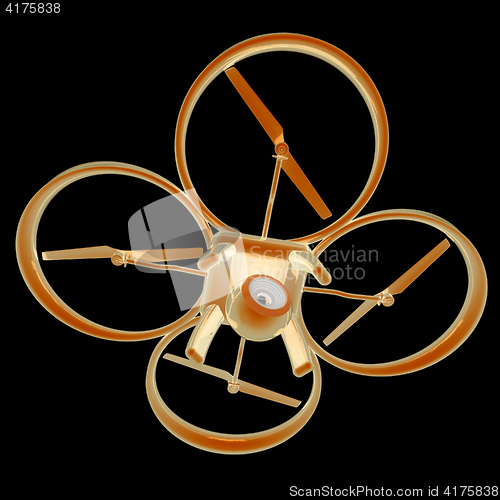 Image of Drone, quadrocopter, with photo camera flying. 3d render