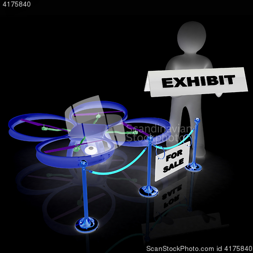 Image of Drone, quadrocopter, with photo camera at the technical exhibiti