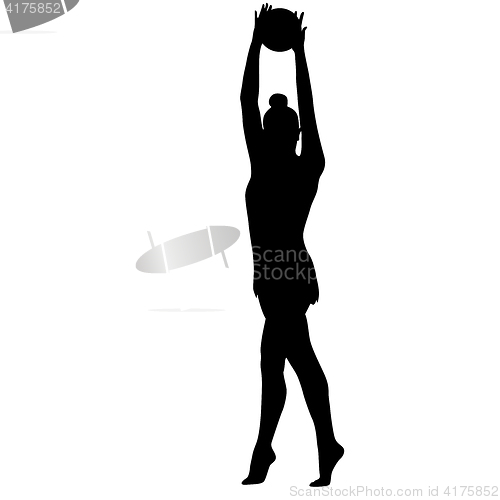 Image of Silhouette girl gymnast with the ball. illustration