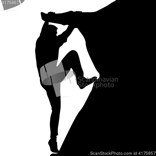 Image of Black silhouette rock climber on white background. illustration