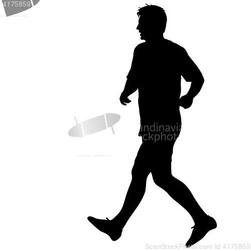 Image of Silhouettes. Runners on sprint, men. illustration