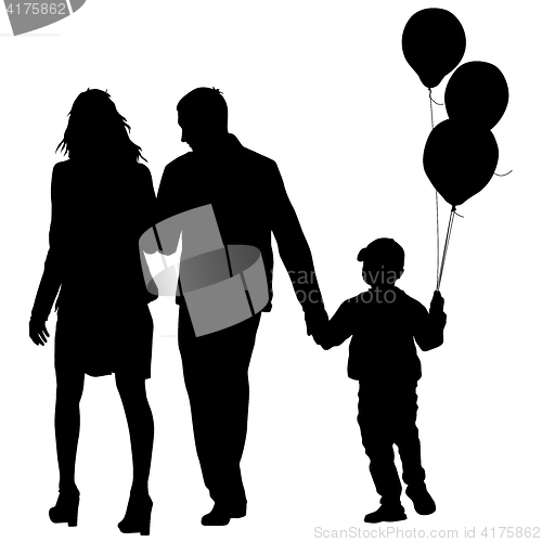 Image of Set silhouette of happy family on a white background. illustration.