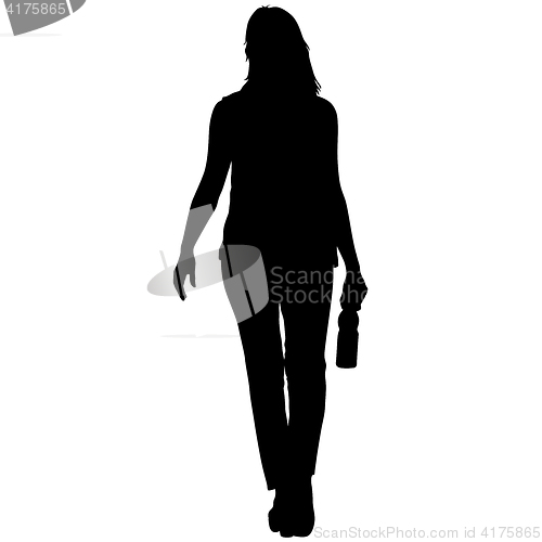 Image of Black silhouettes of beautiful woman on white background. illustration