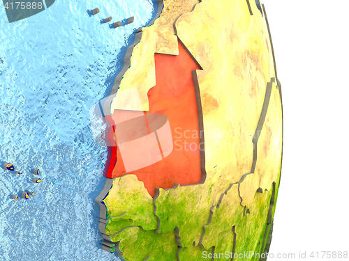 Image of Mauritania in red on Earth
