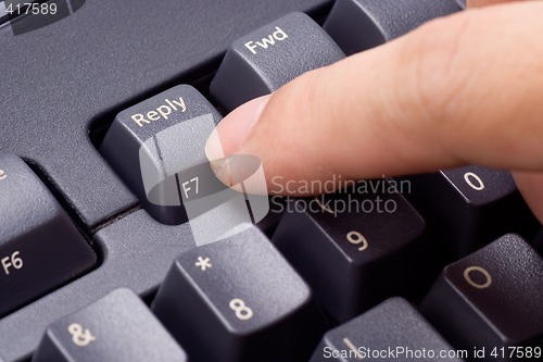 Image of Finger pressing REPLY button